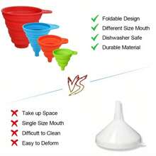 4-Piece Kitchen Funnel For Filling Cans Silicone Foldable Funnel Set, Large Funnel For Wide Mouth Jars, Small/Mini Funnel For Transferring Oil And Powder - four-piece set - View 4