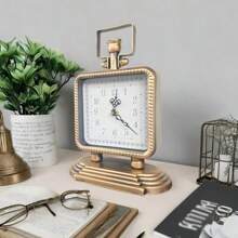 Vintage European Style Iron Painting Tabletop Clock, Home Decor For Living Room Bedroom, Hanging Wall Clock Or Desk Clock, Minimalist And Fashion Design, Silent Movement, Birthday/Graduation Gift Room Decor Digital Clock Alarm Clock Bedroom Decor Dormitory Decor Back To School