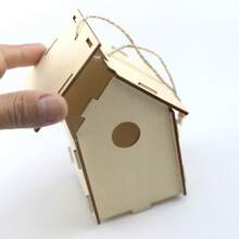 2 件套 DIY 鸟屋套件木制工艺品艺术 DIY 建造和绘画（包括油漆和刷子）适用于庭院装饰生日礼物圣诞礼物 - 彩色 - 查看 4