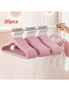 20 Packs Hangers For Kids Clothes With Non-Slip Design, Space-Saving, And Parents" Convenience Decorations Autumn Decor Festival Decor Room Decor Home Decor Fall Decor Bedroom Decor - Pink - View 1