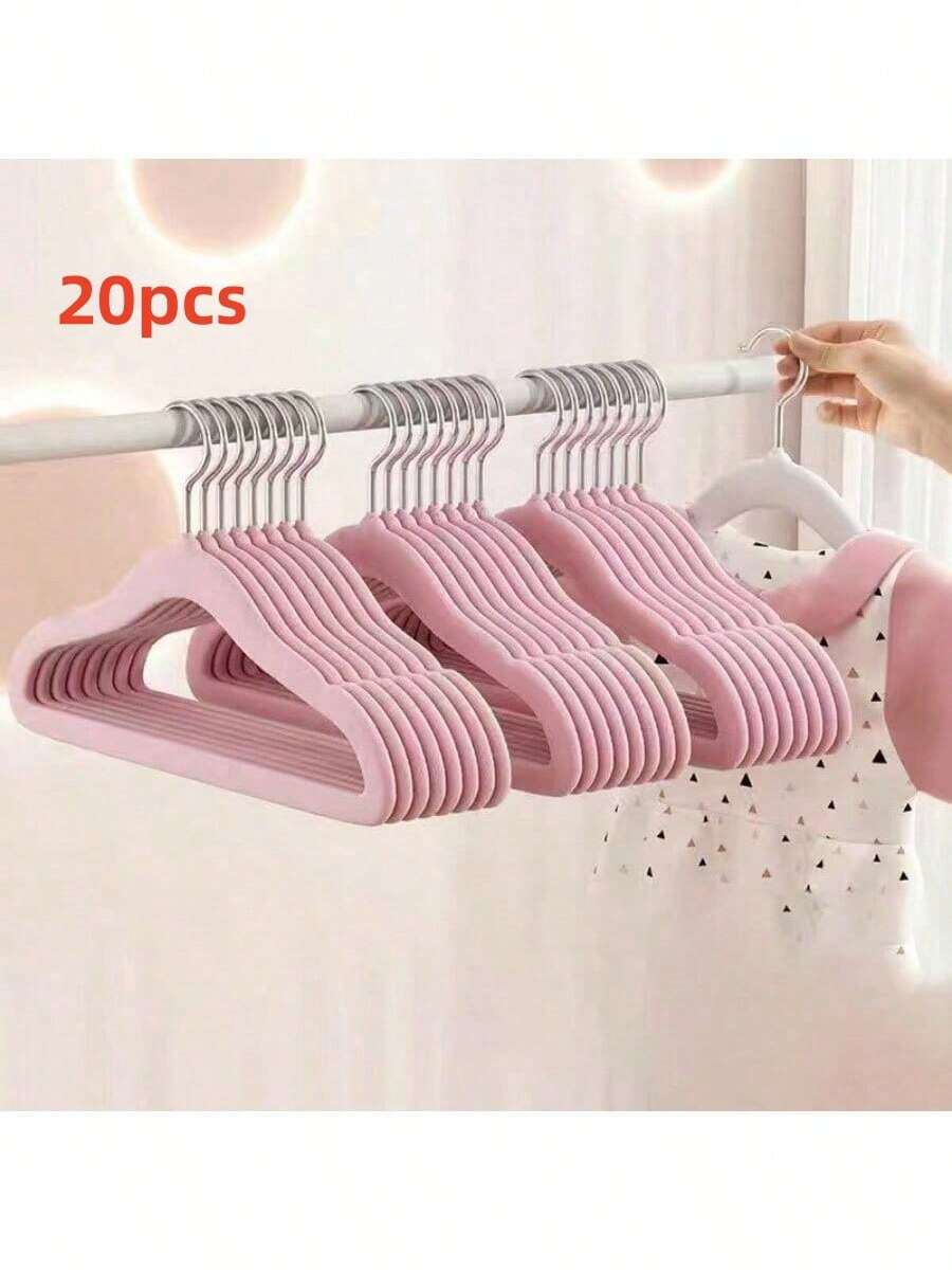 20 Packs Hangers For Kids Clothes With Non-Slip Design, Space-Saving, And Parents" Convenience Decorations Autumn Decor Festival Decor Room Decor Home Decor Fall Decor Bedroom Decor - Pink - View 1