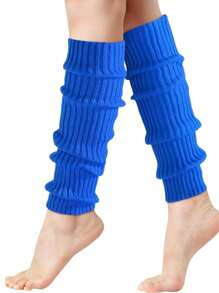 1 par de calentadores de piernas tejidos para mujer - unicolor hasta la rodilla, ideal para actividades deportivas