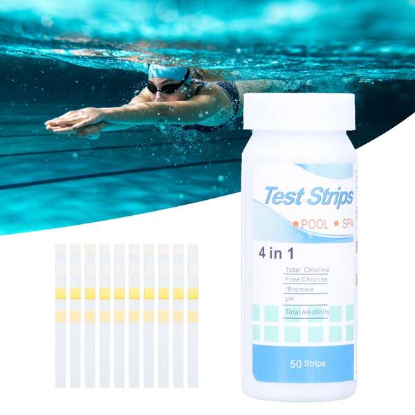 50 strisce reattive 4 in 1 per piscina e spa, senza cloro, cloro/bromo, pH, alcalinità