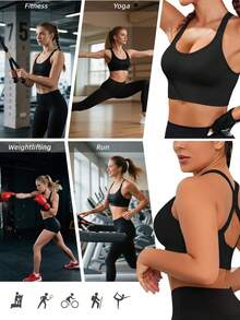 3PCS Seamless Shock-Absorbing Sports Bras, Lightweight And Breathable For Running, Racerback Design With Strong Wireless Support, Comfortable Padded Sports Camisole, Beautify Your Back, Thin And Comfortable - Multicolor - View 5