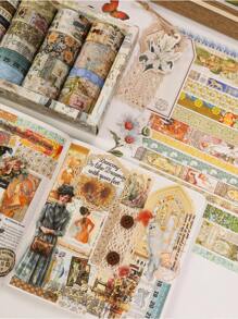 24pcs Assorted Vintage Ditsy Floral Washi Tape Set For Journaling And Scrapbooking Decorations (0.75cm*6rolls/1cm*4rolls/1.5cm*8rolls/2cm*1roll/2.5cm*3rolls/3cm*2rolls) Back To School