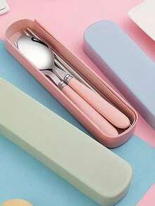 3 件套便携式餐具套装，不锈钢餐具套装，可重复使用餐具，适合野餐露营家庭旅行工作户外，适用于厨房、餐厅、学生、旅行、露营、办公室、节日礼物