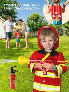 Firefighter Role Play Costume Set For Kids, Includes Realistic Firefighter Gear: Water Extinguisher, Backpack Water Gun, Flashlight, Loudspeaker, Watch, Firefighter Axe Tool, Firefighter Uniform & Badge, For Boys And Girls To Cultivate Fire Prevention Awareness Through Outdoor, Living Room, Stage Performance, Role Play, Birthday Gifts - Multicolor - View 9