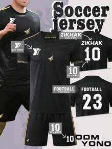 Classic Black Gold Football Shirt - Football Sportswear Set, Customizable Logo, Number, Name