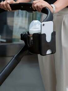 One Stroller Cup Holder And Mobile Phone Holder, Multi-Functional Stroller Accessory With Bottle And Mobile Phone Holder, Adjustable Clamp For Children 0-6 Years Old - Easy To Install