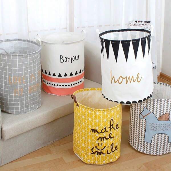 Large Foldable Linen Laundry Basket Hamper, Home Use Dirty Clothes Storage Container