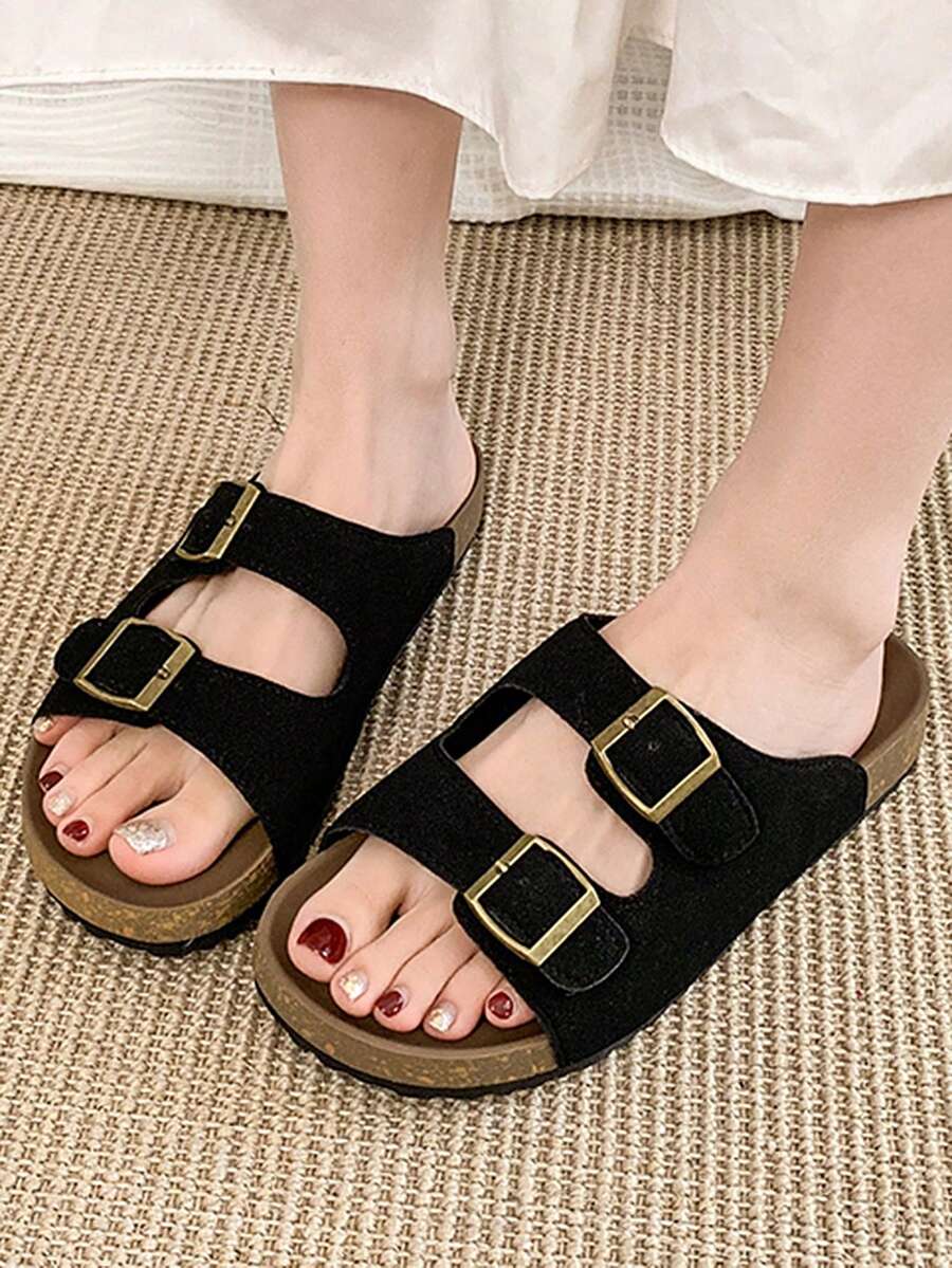 1 Pair Black Light-Weight Summer Slippers, Fashionable Comfortable Non-Slip House Slippers - Black - View 1