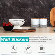 10 Pack Self-Adhesive Marble Tiles Sticker Stick On Wall Floor Kitchen Bathroom - Dark Grey - View 3