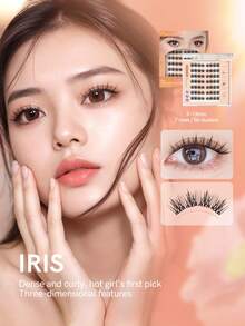 MLEN DIARY MLEN DAIRY 自粘式睫毛簇，9-13 毫米 C 卷自然 56 件预粘簇睫毛，无胶可重复使用漫画睫毛，按压自粘簇睫毛单根睫毛在家自行粘贴（虹膜）睫毛簇，睫毛簇，单根睫毛，睫毛，假睫毛