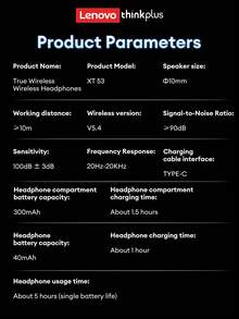 Lenovo XT53 Bluetooth Earphones, Half In-Ear, Gaming Mode With Low Latency, Waterproof, Sports & Running, High-Quality Audio, Microphone, LED Display Battery Level, Long Lasting, Wireless Earbuds, Compatible With Smartphones, Tablets, Laptops - Iron Gray - View 10