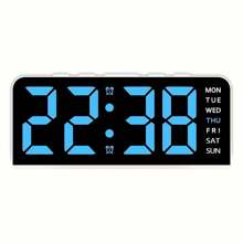 [Reloj con luz ambiente] Reloj digital de pantalla grande de 12/24 horas con fuente LED, que muestra sincrónicamente la temperatura, fecha y día de la semana, doble alarma, 3 niveles de brillo, alimentado por USB, de material plástico, adecuado para dormitorio u oficina. Reloj digital para decoración de habitación, reloj despertador para dormitorio, decoración para dormitorio, decoración para dormitorio universitario, de vuelta a la escuela, decoración escolar, sorpresa escolar
