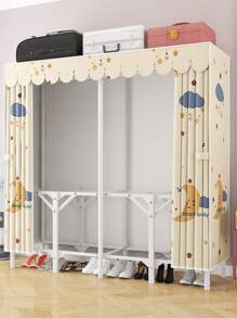 Armario plegable portátil de gran capacidad, estilo minimalista, estructura de marco de acero reforzado, resistente y estable, diseño de base plegable para una configuración fácil, con secciones para colgar y apilar para un almacenamiento organizado, apto para el hogar, dormitorio, alquiler, apartamento