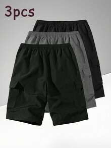 3条装男士夏季轻便工装短裤，休闲透气户外百慕大短裤 - 彩色 - 查看 2