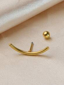 2pcs 20G Simple Line Stainless Steel Screw Back Stud Earrings For Women Men Fashion Arc Shape Cartilage Helix Flat Conch Piercing Punk Ear Jewelry - A Pair Of Stainless Steel Curved Earrings - View 3