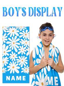 Toalha de praia personalizada com nome para meninos e meninas, 1 peça, flores clássicas, várias cores, toalha de praia para pais e filhos, absorvente, multifuncional, secagem rápida, respirável, reutilizável, requintada, confortável, macia, moderna