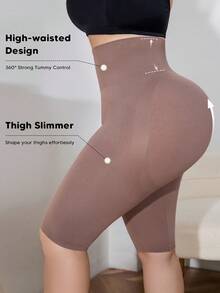 Women's Plus Size Tummy Control Mid-Thigh Butt Lift Contour Shapewear Bottoms Shorts,Suitable For Daily Or Base - Khaki - View 2