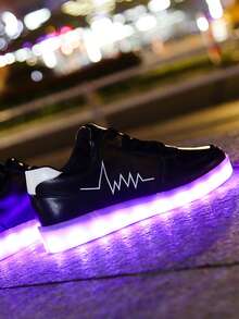 USB Rechargeable LED Light Up Shoes, 7-Color Flashing Glow Shoes For Adults Couples Students Casual Sneakers Streetdance Hip Hop Shoes, Suitable For Halloween, Christmas, Valentine's Day, Spring/Autumn/Summer/Winter - Black - View 3