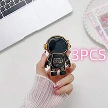 3pcs/Set 3D Cartoon Astronaut Electroplated Desk Phone Stand, Multi-Functional Slouchy Phone Holder - Multicolor - View 21