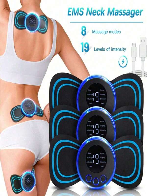 Elektrische Massagepatch für den Halsbereich, tragbares elektrisches Mini-Massagegerät für Schulter und Nacken, intelligenter elektrischer Nackenmassager, Fitnessaccessoires, Sport, Fitness, Heimtraining, Fitnessstudiogeräte, Heimtraining