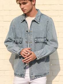 Men's Spring Autumn Casual Washed Denim Jacket