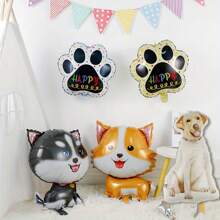 17pcs Pet Dog Theme Foil Balloon Set, Includes Husky, Corgi, Paw Print Foil Balloons And 12in Dog Latex Balloons, Suitable For Birthday Parties, Theme Parties, Pet Parties, Family Gatherings, Outdoor Events