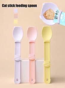 Cuchara con palo de gato, cuchara de alimentación, alimentador con palo para gato, rascador con palo para gato, cuchara para dar aperitivos para gato, accesorio multiusos para comida de gato y suministros para mascotas, limpio e higiénico, fácil de usar
