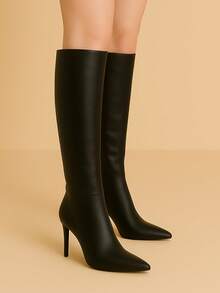 Women's High Heel Stiletto Boot Long Elegant Shaft - 黑色的 - 查看 1