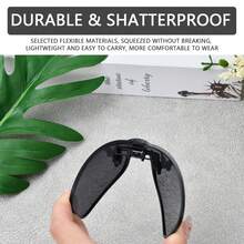 2 Pcs Polarised Clip On Sunglasses For Men Women, Full Frame Flip Up Driving Sunglasses, UV 400 Protection Anti-Glare Sunglasses For Driving Fishing Hiking Outdoor Sport (Black+Brown) - Black+Brown - View 7