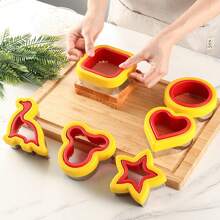 6 Stücke Edelstahl Sandwich Maker Förmchen Set, DIY Taschensandwich, süße Cartoon Dinosaurier, Herz, Stern, rechteckig, rund, Teddy Bär förmige Ausstechformen