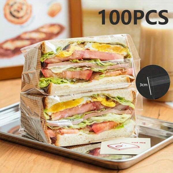 1 Packung transparente Sandwich Plastiktüten, handgefertigte Sandwich Verpackungstüten, Kuchen Party Snack Tüten