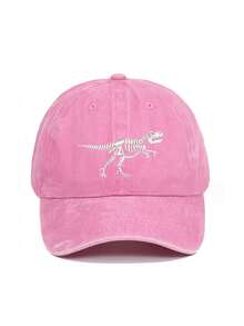 1 pieza Gorra de béisbol para niños/niños pequeños con lavado mate con diseño bordado de dinosaurio y patrón de hueso, apta para todas las estaciones - gorra de beisbol - Ver 11