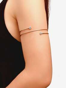 1pc Minimalist Metal Rhinestone Layered Spiral Bracelet, Adjustable Bangle, Couple/Party/Vacation Decoration, Gift For Girlfriend - Silver - View 7