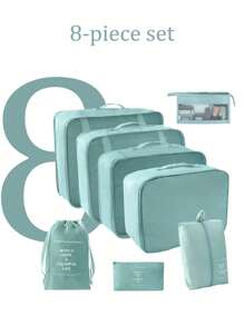 10-1pc Travel Packaging Cube, Waterproof Portable Luggage Organizing Bag, Clothing Storage Bag, Including Clothing Bag, Inner Garment Bag, Shoe Bag, Digital Product Storage Bag, Drawstring Bag, Breathable Net Bag, Toileter Bag, Jewelry Bag, Skin Care Bag, Luggage Storage Bag, Large-Capacity Makeup Organizer Makeup Box, Suitable For Travel, Dormitory, School, Beach