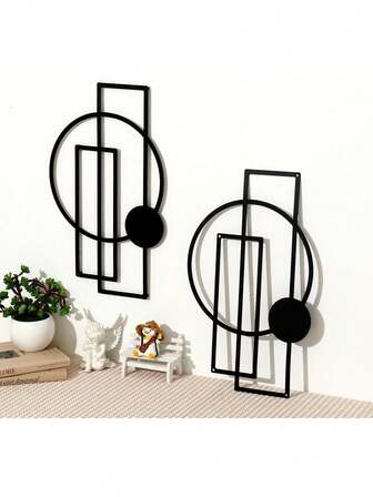 Metal Abstract Wall Art, Modern Geometric Decor, Abstract Line Art Wall Hanging, Minimalist Wall Sculpture, 3D Wall Art Decor For Living Room, Bedroom, Bathroom Room Decor Bedroom Decor Home Decor Wall Decor