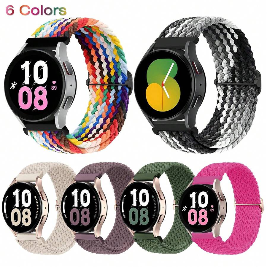 Correa deportiva trenzada compatible con la banda del Samsung Galaxy Watch 7/FE/6/5/4/3 y la banda del Watch 5 Pro y 6/4 Classic y Gear S3/S2, banda de reloj de 20mm y 22mm compatible con Samsung Watch de 47mm, 46mm, 45mm, 44mm, 40mm, 43/42/41mm - 20mm - Ver 1
