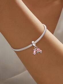 1 szt. 925 srebro próby 925 DIY Charms seria różowa koraliki wisiorek dla kobiet biżuteria bransoletka i naszyjnik akcesoria 925 srebro próby 925 tworzenie biżuterii - Srebro - Zobacz 2