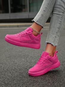 Women's Simple Patchwork Comfortable Khaki Flat Casual Shoes, Personalized Fashion Business Lace-Up Skateboard Sneakers