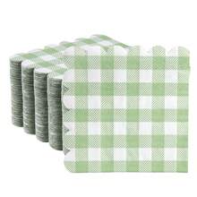 100 Pcs Pink Gingham Napkins, 5 X 5 Inches Scalloped Napkins, Disposable Cocktail Napkins For Wedding Birthday Party Shower Picnic - Multicolor - View 2