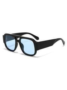 1 pièce Lunettes de mode femme au design minimaliste européen américain, avec un cadre carré épais en plastique ajouré, décor élégant polyvalent pour un usage quotidien