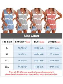 Womens Striped Tank Tops V Neck Loose Fit Sleeveless Summer Tie Dye Tops Casual Basic Shirts Flowy Casual Outfits Dressy Blouses Shirts - 藍色 - 查看 3
