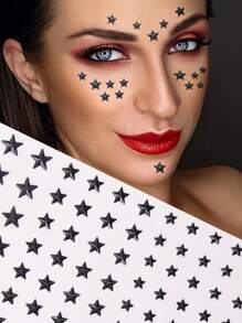 80pcs/Sheet Face Gems, Black Star Festival Jewels Self Adhesive Face Jewels Hair Gems Rhinestones, Rave Accessories Face Glitter, Rhinestone Stickers For Face, Eye, Makeup, Nail, Body, Crafts