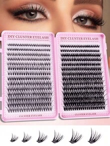 560pcs/Pack Single Cluster False Eyelashes, High Capacity, 30D+50D/40D+80D/60D+80D D-Curl Voluminous, 9-16mm, DIY Eyelash Clusters, Natural Look, Thick & Long, Ultra Soft & Lightweight, Reusable, Single Strand Segmented False Lashes, Eyelash Extension Kit Includes Makeup Tools, Adhesive, Sealant & Tweezers, Suitable For Home Or Outdoor Use, Applicable For Daily Life, Wedding, Date, Party, Music Festival, Halloween, Etc. - 黑色 - 查看 5