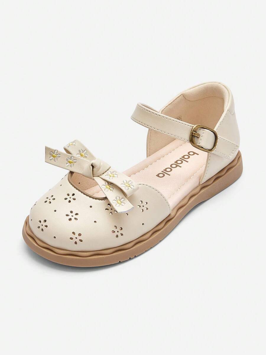 Balabala Girls' Bowknot Cutout Sandals, Sweet & Stylish Summer Shoes - Beige - View 1