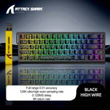 ATTACK SHARK X68 HE 8000Hz Rapid Trigger Keyboard, 0.01mm RT Accuracy Wired Gaming Keyboard With Magnetic Switch, Adjustable Actuation, Rapid Trigger, Snap Tap, RGB Lighting For PC