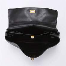 Genuine Leather Shoulder Bags For Women, Designer Handbags Women, Black Purses And Bags Ladies,  Travel Essential, Valentine's Day  Gifts Women, Luxury Brand Large-Capacity Bags, High-Quality Cowhide Crossbody Tote Bags, Armpit Bag, Lock, Multi-Compartment, Adjustable Shoulder Strap - 黑色 - 查看 6