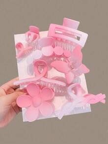 8pcs/Set Gradient Pink Fashionable Hair Clip For Women, Spring/Summer, Suitable For Daily Use And As A Gift For Girlfriends Hair Claws Claw Clips Hair Clips Hair Jaw Clip Hair Clamps Hair Clutch Hair Catcher Clip - Leopard - View 2